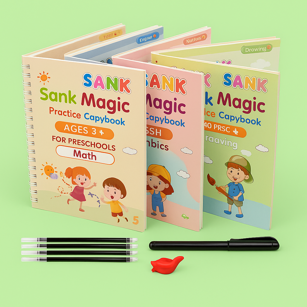 Sank Magic Practice Copybook (4 BOOKS,1 PEN,1 GRIP,10 REFILL)
