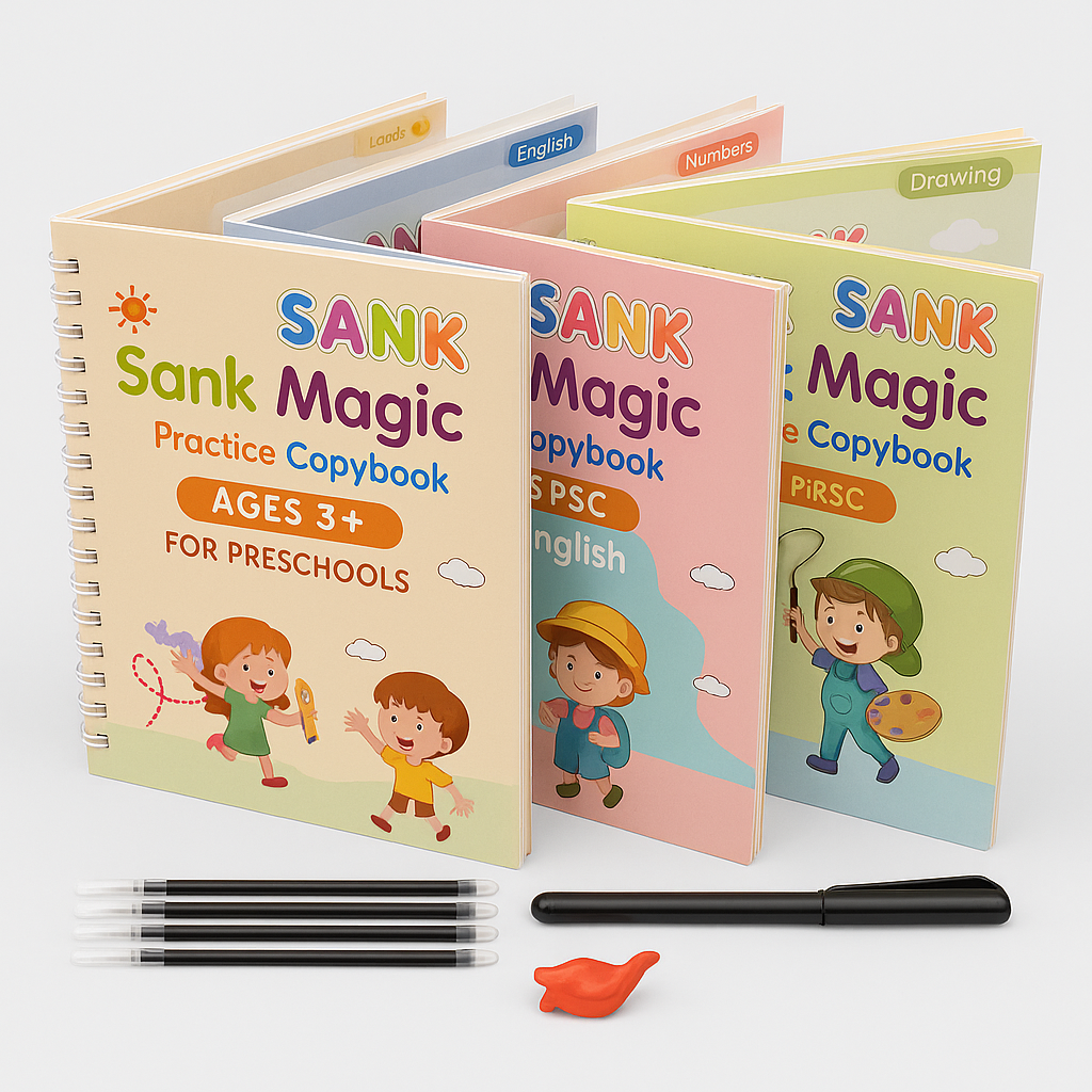 Sank Magic Practice Copybook (4 BOOKS,1 PEN,1 GRIP,10 REFILL)