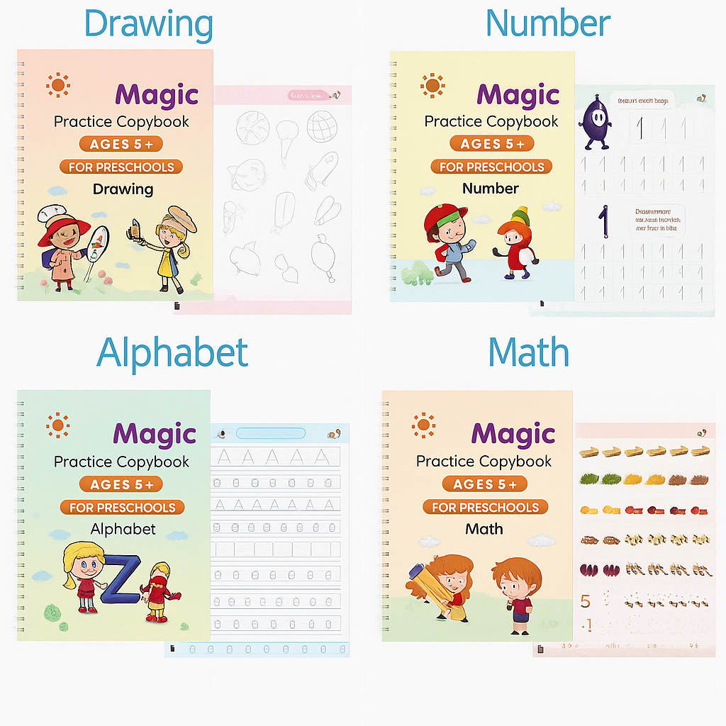Sank Magic Practice Copybook (4 BOOKS,1 PEN,1 GRIP,10 REFILL)